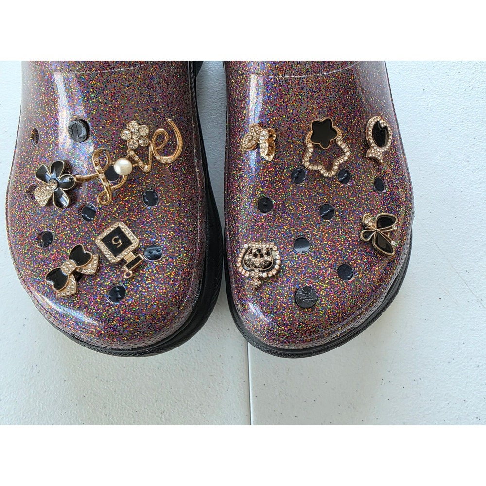 Crocs Bae Platform Glitter Clogs Women's Size 8 with Charms Pride Chunky Vibrant - Picture 5 of 11